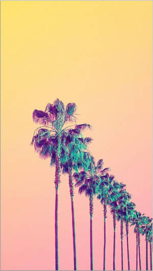 Aesthetic Yellow Vibes Palm Trees Wallpaper