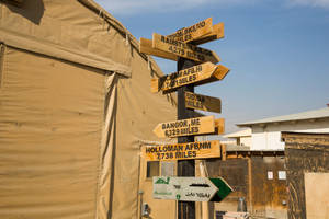 Afghanistan Bagram Directional Arrow Signs Wallpaper