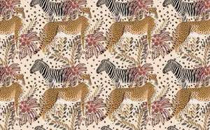 African Safari Print Fabric Pattern Wallpaper