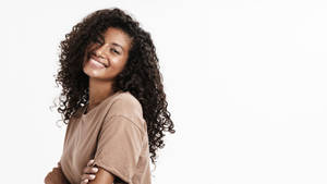 African Woman Carefree Smiles Wallpaper