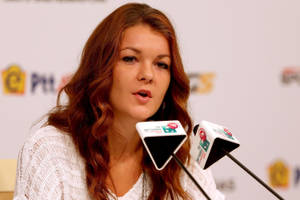 Agnieszka Radwanska Press Conference Wallpaper