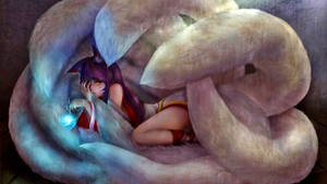 Ahri With White Tail Wallpaper