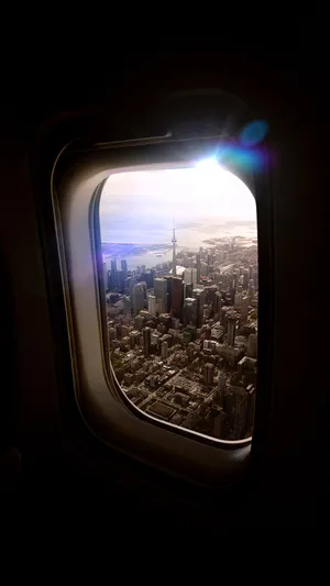 Airplane Window Travel City Wallpaper