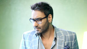 Ajay Devgn Blue Plaid Suit Outfit Wallpaper