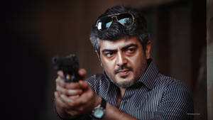 Ajith Aiming Pistol Hd Wallpaper