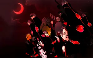 Akatsuki Under Red Moon Wallpaper