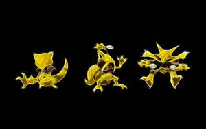 Alakazam Evolution Line Black Background Wallpaper