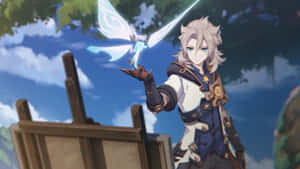 Albedo, Known As The Chief Alchemist Of The Knights Of Favonius In Genshin Impact Wallpaper