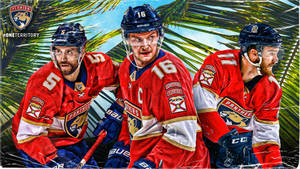 Aleksander Barkov Aaron Ekblad And Jonathan Huberdeau Ice Hockey Players Wallpaper