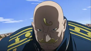 Alex Louis Armstrong Flexing His Muscles Against A Colorful Background Wallpaper