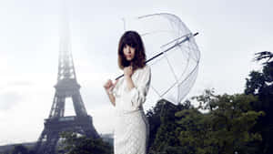 Alexa Chung Eiffel Tower Umbrella Wallpaper