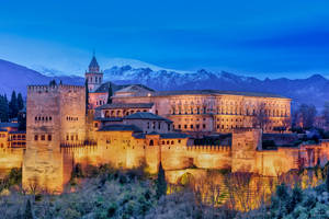 Alhambra Blue Evening Sky Wallpaper