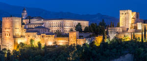 Alhambra Illuminated At Night Wallpaper