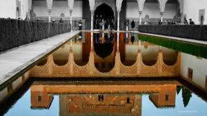 Alhambra Reflected In Water Wallpaper