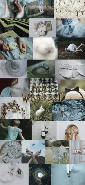 Alice Wonderland Aesthetic Photo Collage Wallpaper