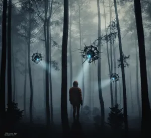 Alien Drones At The Forest Wallpaper