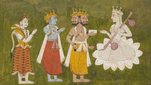 All Hindu Gods Temple Painting Wallpaper