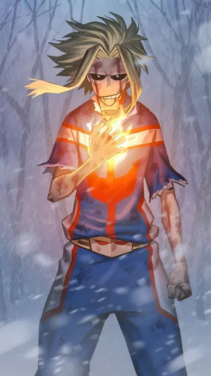 All Might With Fiery Hand Wallpaper