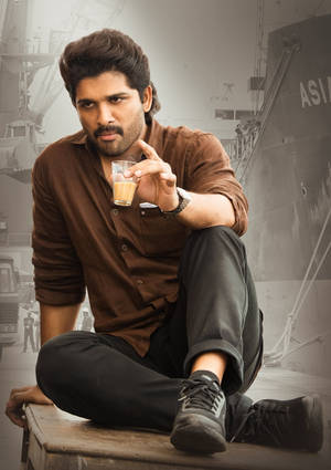 Allu Arjun Hd Shot Of Coffee Wallpaper