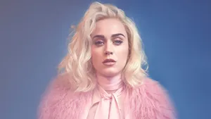 Alluring Katy Perry In Pink Fur Coat Wallpaper