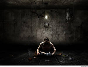 Alone Boy Sitting Inside The Jail Wallpaper