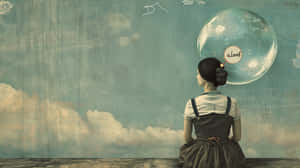 Aloof Bubble Girl Artwork Wallpaper
