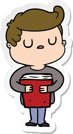 Aloof Cartoon Character Holding Book Wallpaper