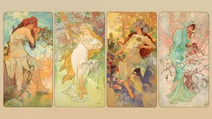 Alphonse Mucha Folk Art Illustration Wallpaper