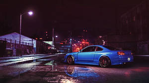 Amazing Blue Jdm Car Glowing Under The Night Sky Wallpaper