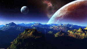 Amazing Planets And Mountains Wallpaper