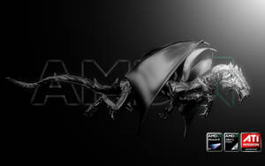 Amd Logo With A Soaring Dragon Backdrop Wallpaper