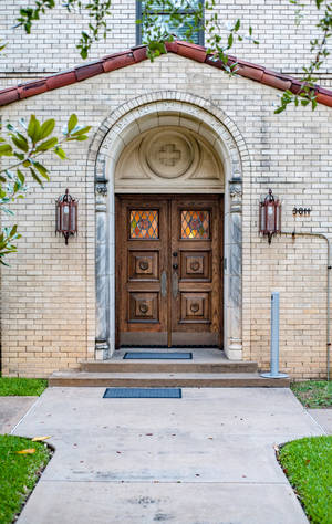 American Catholic Church Wooden Door Wallpaper