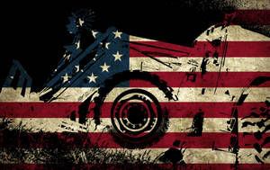 American Flag With Grungy Black Lines Wallpaper