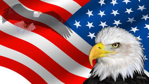 American Flag With Us Eagle Wallpaper