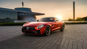 Amg Gtr On Mercedes Building Wallpaper