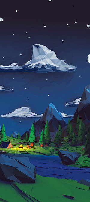 Amoled Android Dark Vector Mountain Art Wallpaper