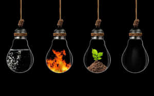 Amoled Laptop Four Elements In Bulbs Wallpaper