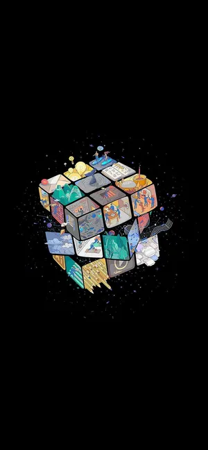 Amoled Space Rubik's Cube 4k Wallpaper