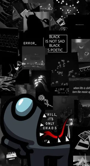 Among Us Black Alien Impostor Wallpaper