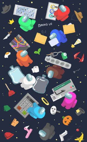 Among Us Character Clutter Wallpaper