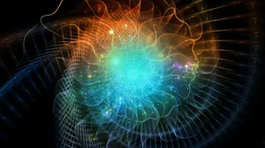 An Abstract Image Of A Flower With Blue And Orange Colors Wallpaper