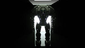An Advanced Robot Stands In The Corner Of A Modern Technology Equipped Room Wallpaper