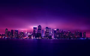 An Aesthetic Purple Skyline Wallpaper