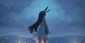 An Anime Girl With White Hair Standing In A Colorful Garden Wallpaper