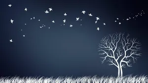 An Autumn Scene Of A Majestic White Tree Wallpaper