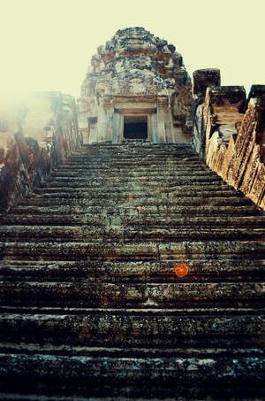 Ancient Staircase In Angkor Wat Ruins Wallpaper