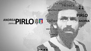 Andrea Pirlo Greyscale Word Cloud Wallpaper