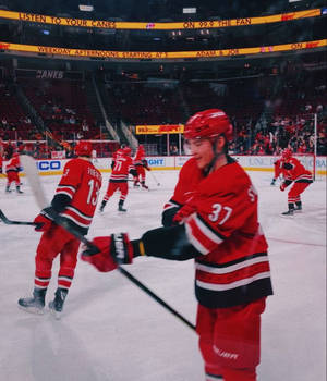 Andrei Svechnikov Of Carolina Hurricanes In Action Wallpaper