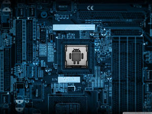 Android In Blue Motherboard Wallpaper
