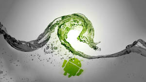 Android Robot In Waves Wallpaper
